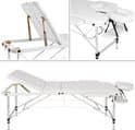 Mobiele aluminium massagetafel 3 zones wit + draagtas